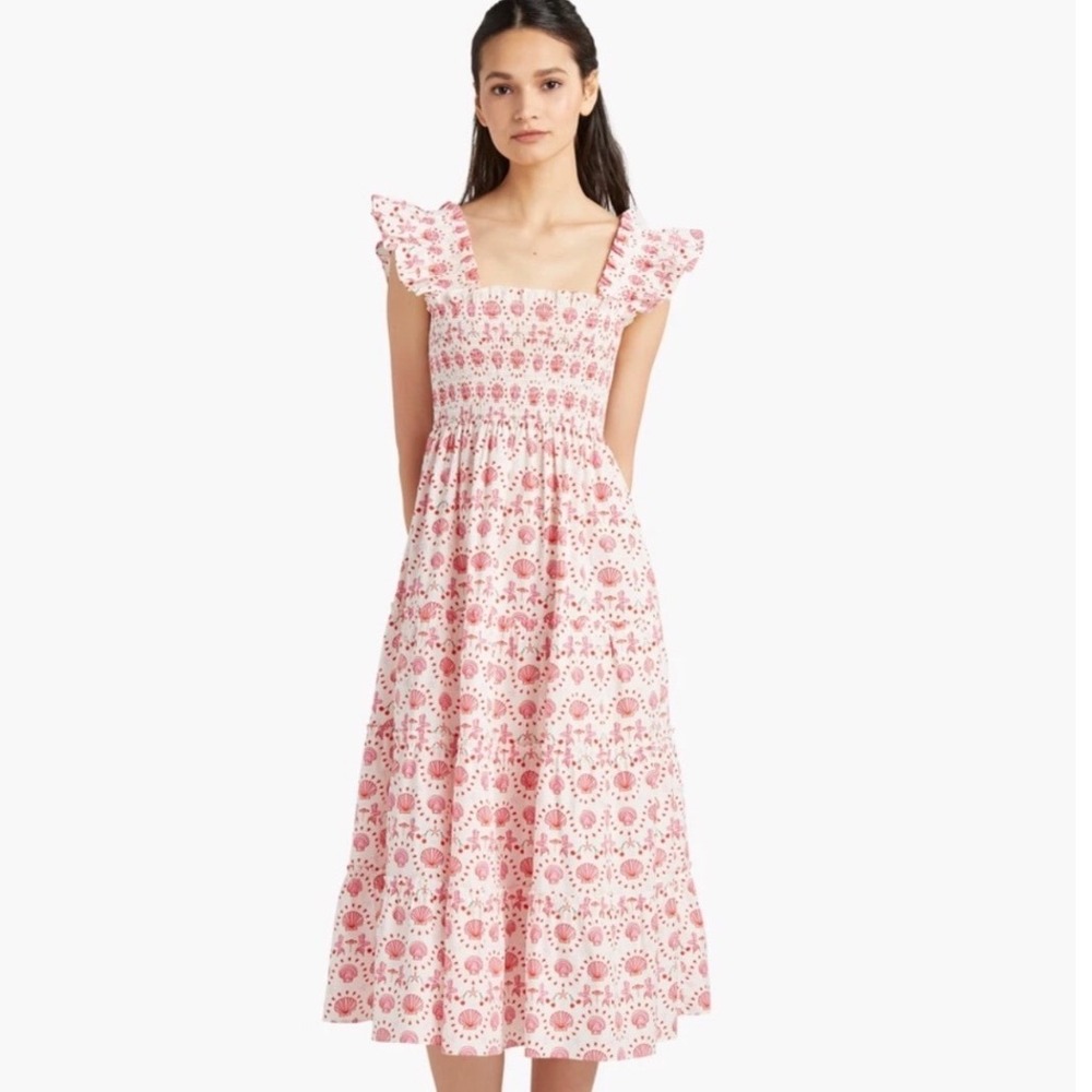 Hill House Nap Dress Mermaid Seashell Pink Midi Dress Size XS